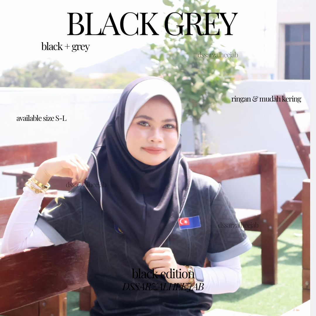 BLACK GRAY SPORT JERSEY HEEJAB BY DSSARZAL