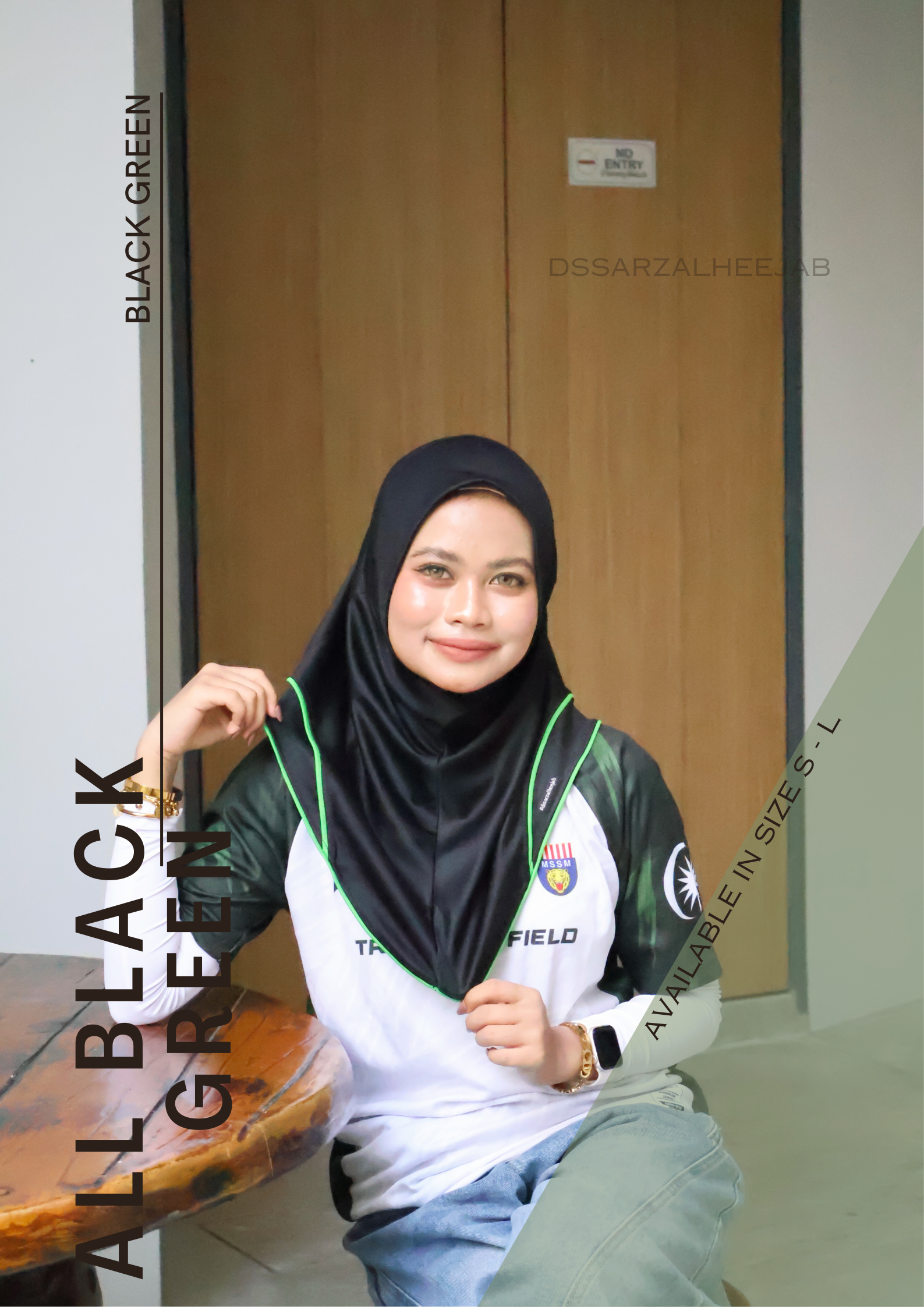 ALL BLACK GREEN SPORT JERSEY HEEJAB