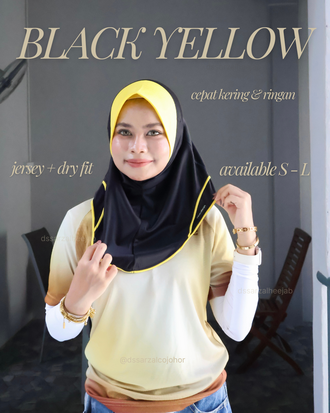 BLACK YELLOW SPORT JERSEY HEEJAB