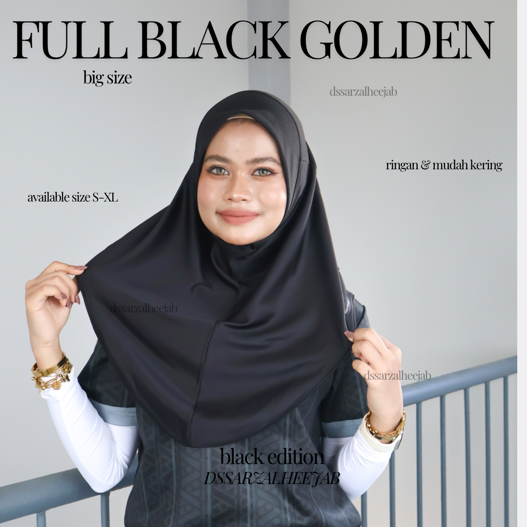 FULL BLACK GOLDEN SPORT JERSEY HEEJAB