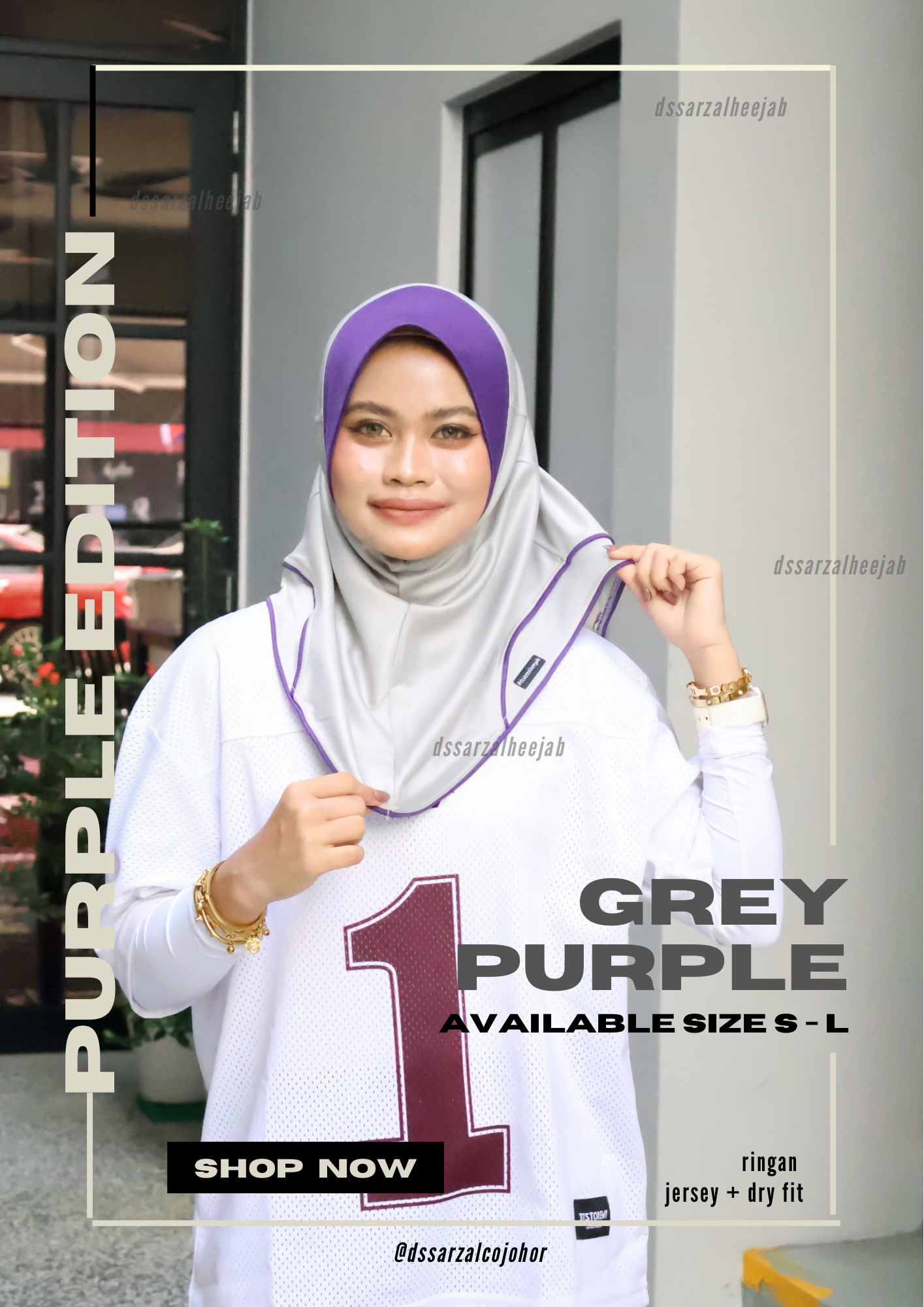 GREY PURPLE SPORT JERSEY HEEJAB