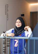 ALL BLACK BLUE SPORT JERSEY HEEJAB