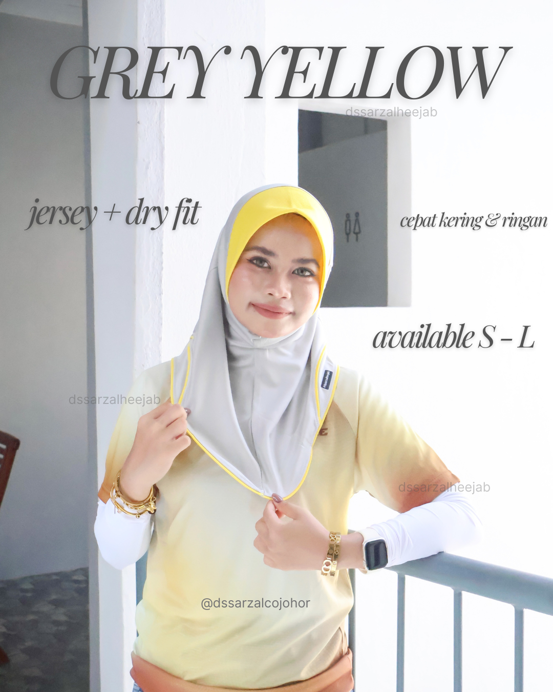 GREY YELLOW SPORT JERSEY HEEJAB