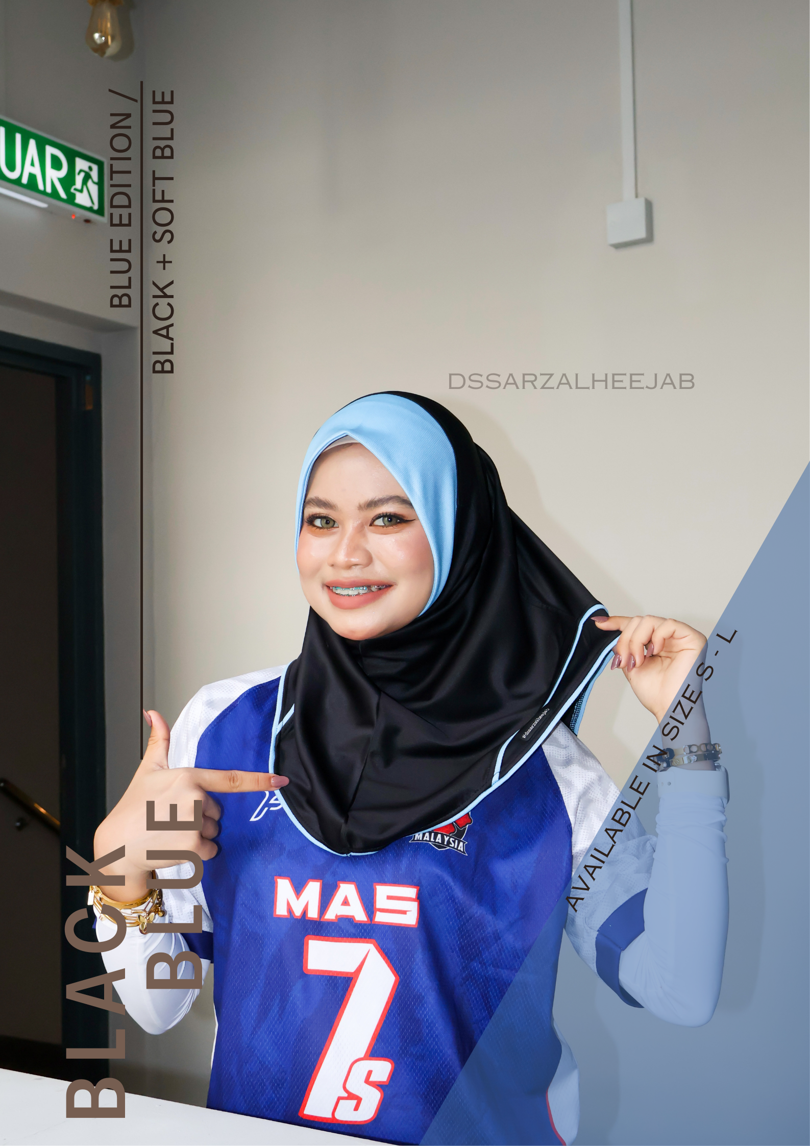 BLACK BLUE SPORT JERSEY HEEJAB BY