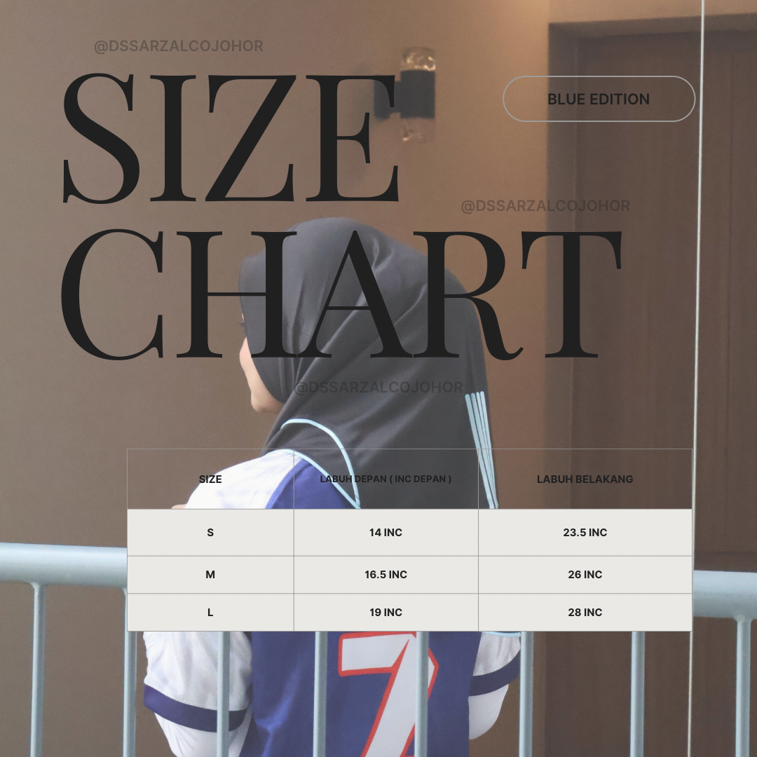 ALL BLACK BLUE SPORT JERSEY HEEJAB